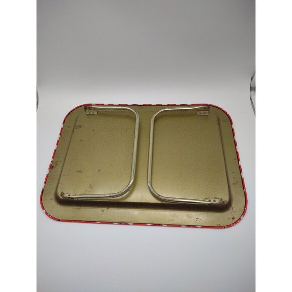 Vintage Denim Blue Jeans Red Bandana Rectangular Folding Metal Tin TV Tray, READ - Picture 12 of 16